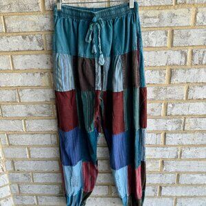 Kathmandu Imports Patchwork Harem Genie Pants Hippie Boho Women's Size S.